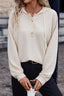 Drawstring Half Button Dropped Shoulder Hoodie
