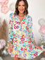 V-Neck Floral Print Long Sleeve Mini Dress