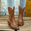 Embroidered Point Toe Block Heel Boots