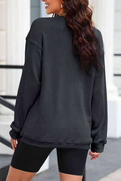 LOVE Round Neck Dropped Shoulder Sweatshirt