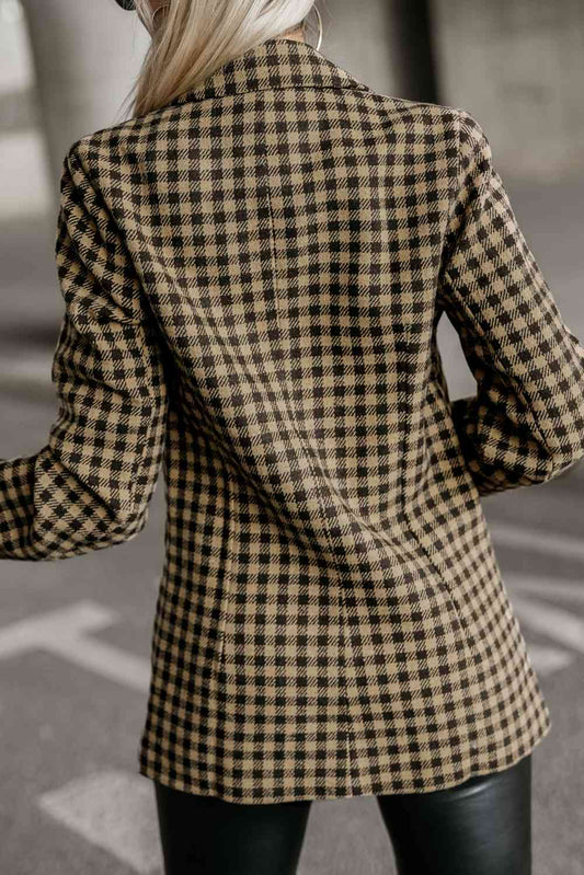 Plaid Long Sleeve Blazer