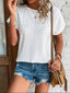 Eyelet Round Neck Short Sleeve T-Shirt