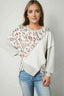Leopard Exposed Seams Round Neck Sweatshirt