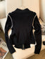 Contrast Zip Up Long Sleeve Cardigan