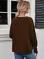 Decorative Button V-Neck Long Sleeve T-Shirt