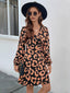 Printed Surplice Long Sleeve Dress