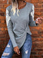 Twisted Lace Detail Long Sleeve T-Shirt