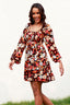 Floral Smocked Balloon Sleeve Tiered Dress