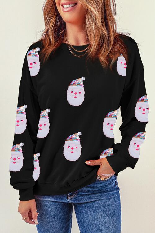 Sequin Santa Long Sleeve Sweatshirt