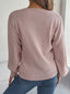 Cable-Knit V-Neck Lantern Sleeve Sweater