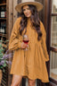 Button Up Lantern Sleeve Dress