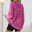 Drawstring V-Neck Long Sleeve Hoodie