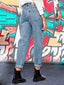 Buttoned Openwork Jeans