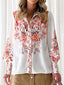 Printed Collared Neck Lantern Sleeve Shirt