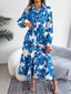 Tied Button Up Long Sleeve Dress