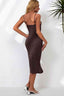 Decorative Button Slit Midi Dress