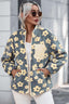 Pocketed Floral Mock Neck Jacket