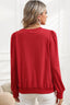 MERRY Ruff Sleeve Buttoned Sweatshirt