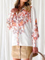 Printed Collared Neck Lantern Sleeve Shirt
