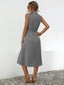 Striped Collared Neck Sleeveless Midi Dress