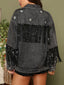 Fringe Detail Long Sleeve Denim Jacket