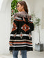Fringe Geometric Hooded Long Sleeve Cardigan