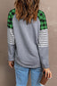 Sequin Plaid Round Neck Sweatshirt