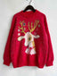 Deer Pattern Dropped Shoulder Sweater