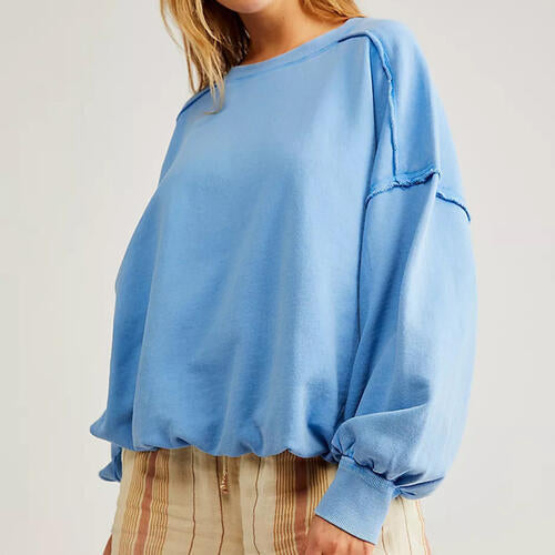 Exposed Seam Dropped Shoulder Sweatshirt