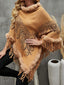 Graphic Fringe Cape Sleeve Poncho