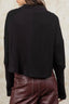 Ribbed Knit Henry Collar Loose Fitting Long Sleeve Top