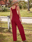 Round Neck Sleeveless Jumpsuit with Pockets