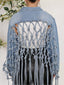 Tie Detail Button Up Denim Jacket with Pockets