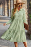 Collared Neck Long Sleeve Midi Dress