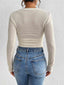 Round Neck Ruched Knit Top