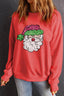 Santa Graphic Round Neck Long Sleeve Sweatshirt
