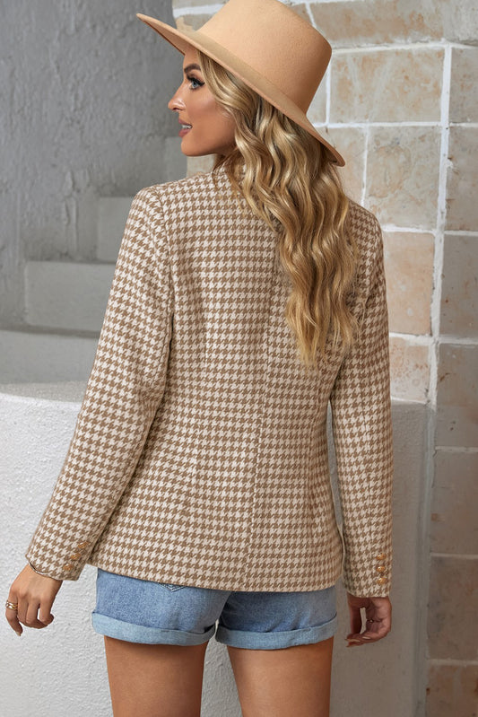 Houndstooth Double-Breasted Blazer