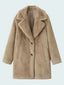 Fuzzy Button Up Lapel Collar Coat