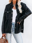 Raw Hem Distressed Denim Shacket