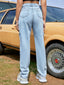 Distressed Straight Leg Jeans