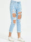 Button Fly Distressed Cropped Jeans