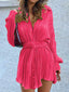Tie Waist Button-Down Long Sleeve Dress