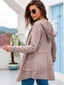 Cable-Knit Drawstring Hooded Cardigan