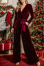 Tie Waist Long Sleeve Wide Leg Jumpsuit