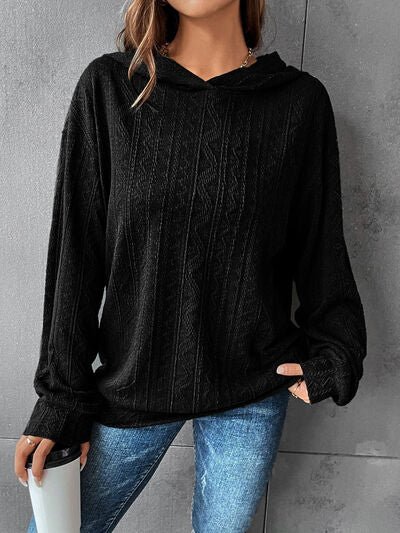 Textured Dropped Shoulder Hoodie