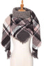Plaid Raw Hem Polyester Scarf