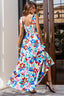 Smocked Printed Wide Strap Tiered Dress